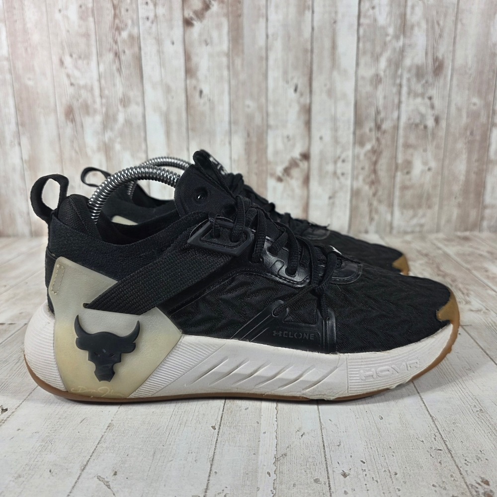 Under Armour Project Rock 6 Black White Training Shoes 3026535-002 Womens 8.5